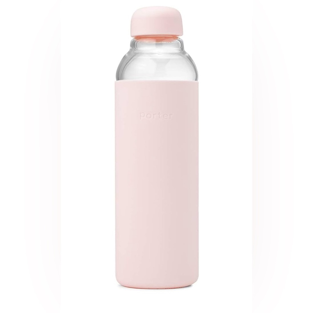 W&P Porter Glass Water Bottle w/ Protective Silicone Sleeve | Blush 20 Ounces |